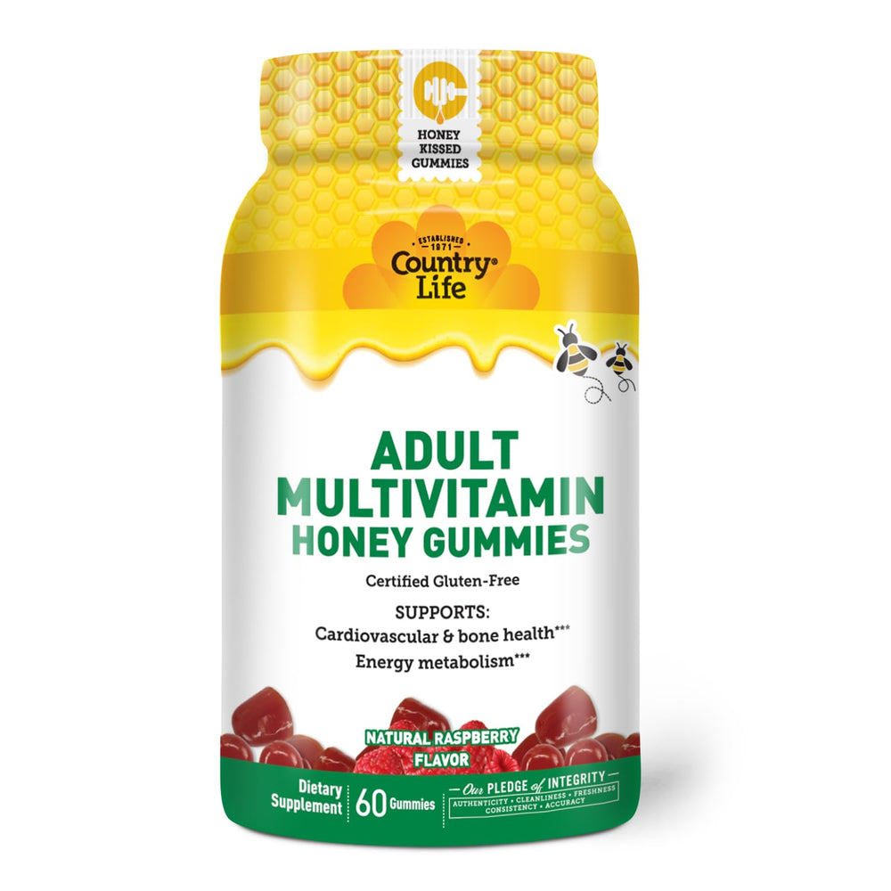 Country Life Honey Gummies close-up showing chewy texture and real honey sweetness.