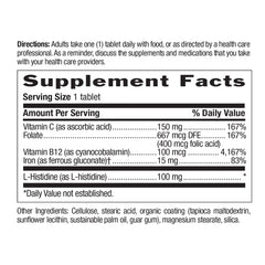 Country Life Iron Aid capsules close-up highlighting folic acid support.