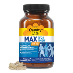 Country Life Max for Men bottle shown for daily energy support