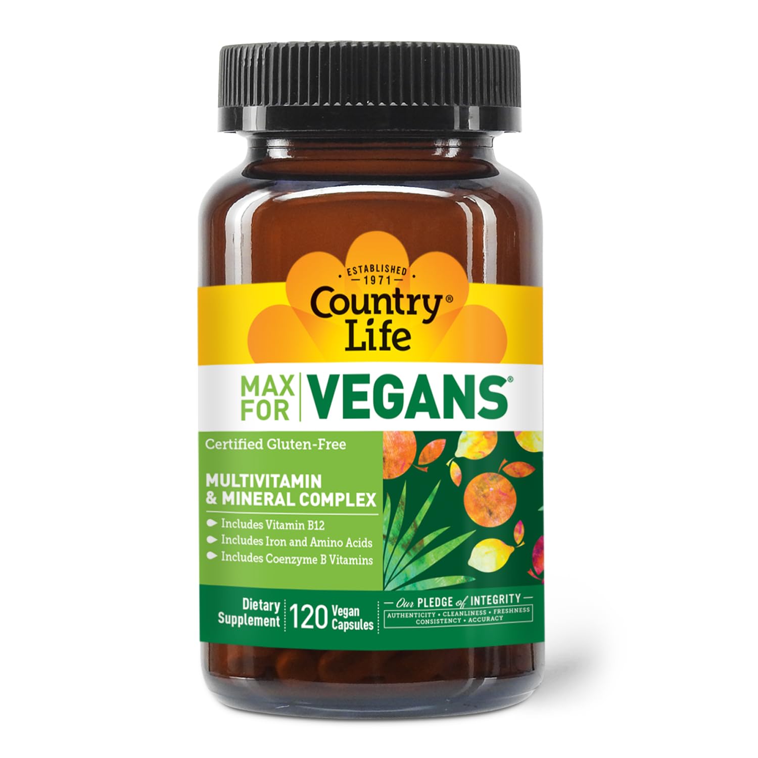 Country Life Max for Vegans cap closeup highlighting coenzymed B vitamins.