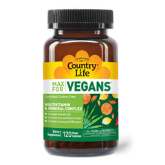 Country Life Max for Vegans cap closeup highlighting coenzymed B vitamins.