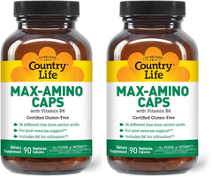 Country Life Maxi-Amino bottle front with gluten-free and vegetarian certifications
