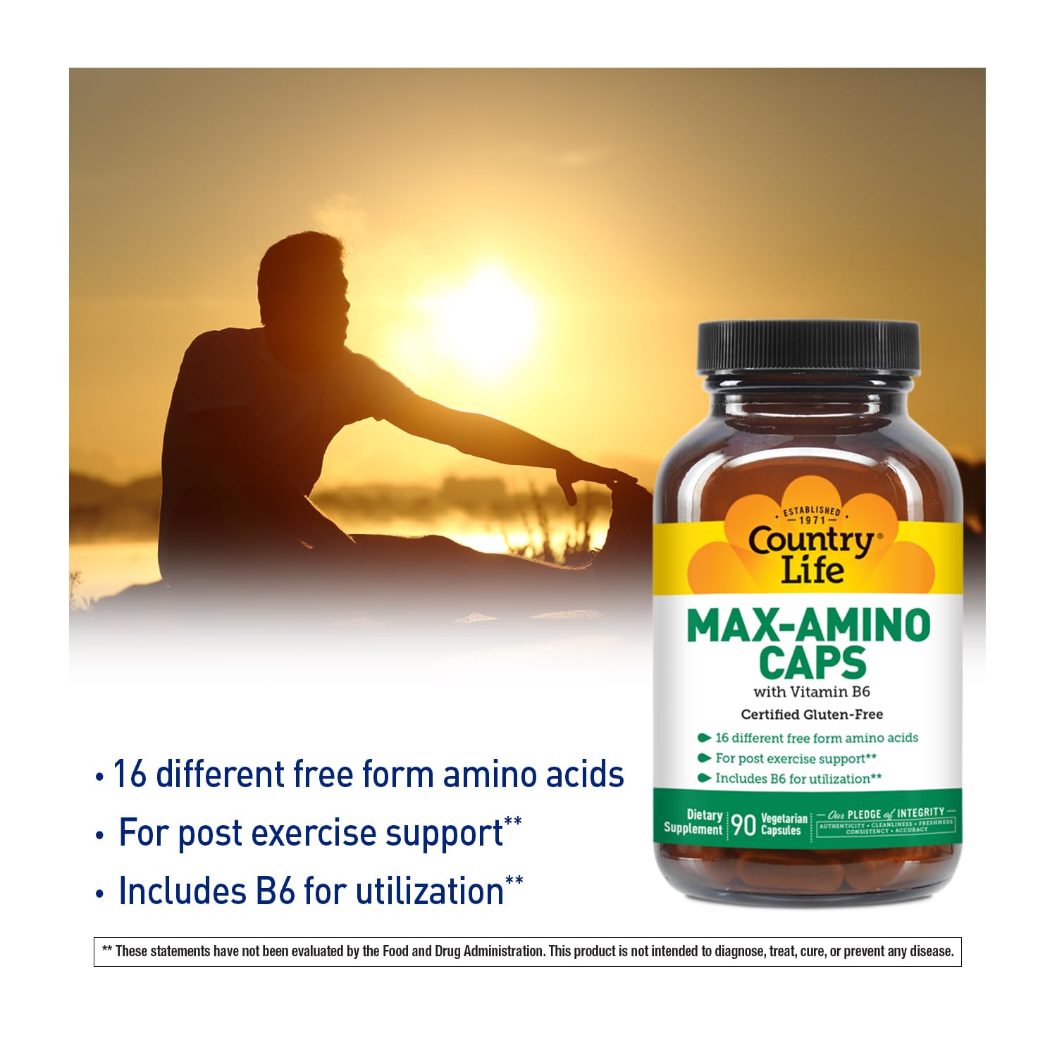 Country Life Maxi-Amino nutrition label highlighting amino acids
