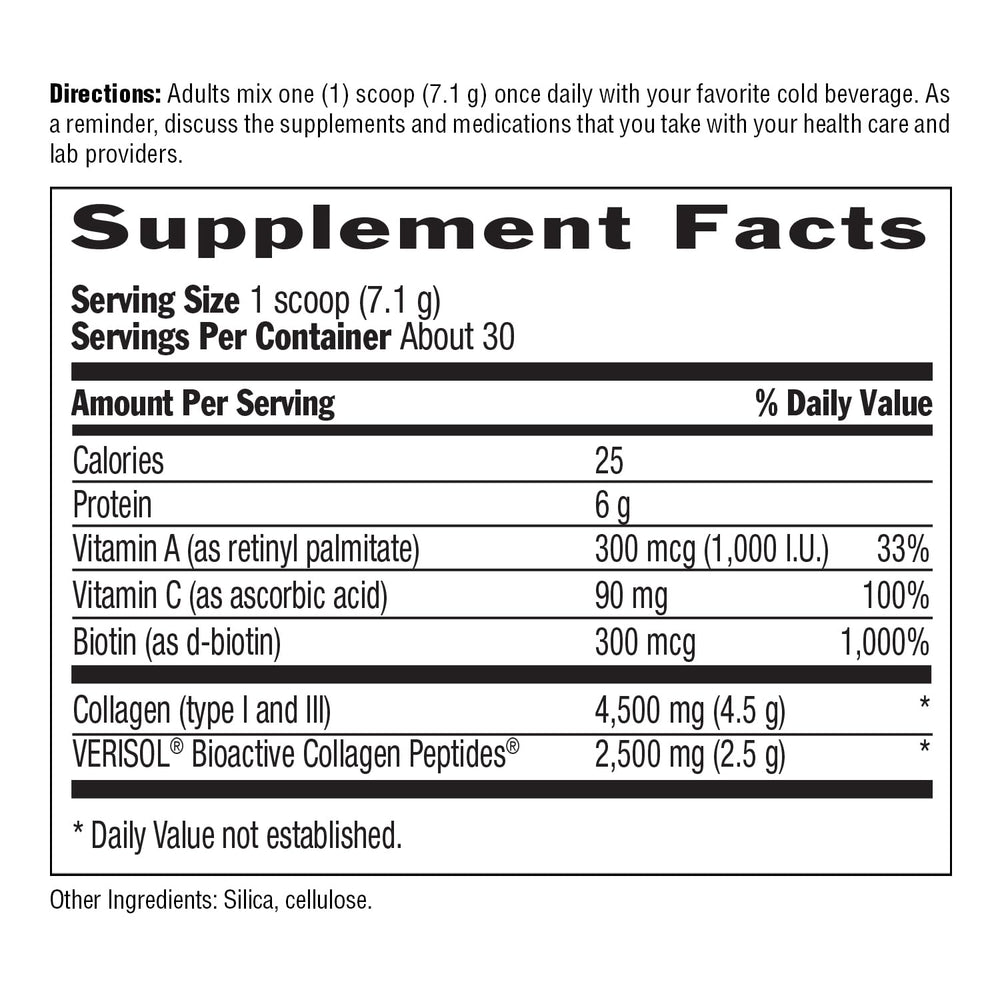 Country Life Maxi-Collagen 7000 scoop on counter for convenient measuring.