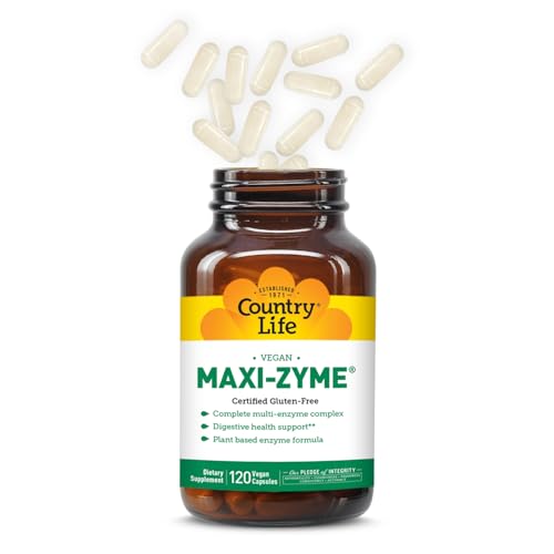 Country Life Maxi-Zyme capsules ready to support digestion after meals.