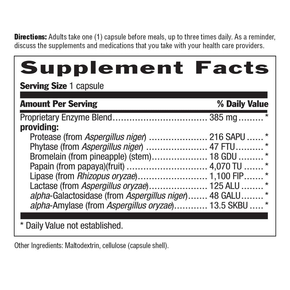 Country Life Maxi-Zyme dispensing scenario with capsules for meal use.