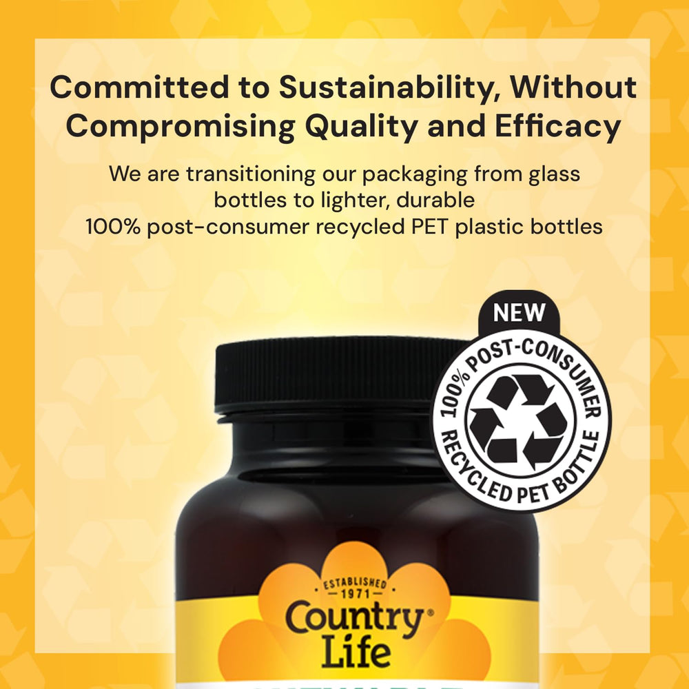 Dosis de 1000 mcg de Country Life Metil B12 para vitalidad.