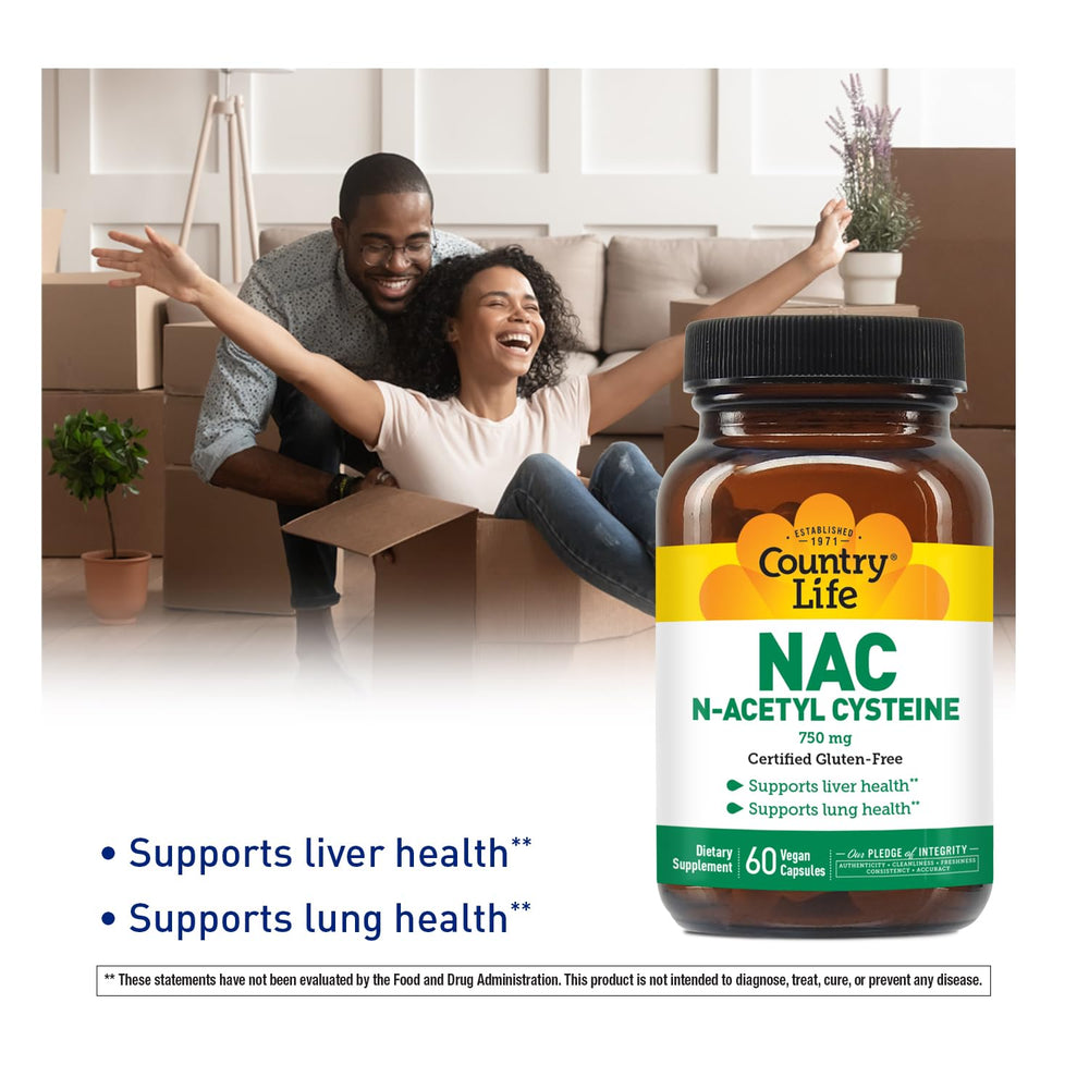 Country Life NAC capsules pour demonstrating easy daily intake