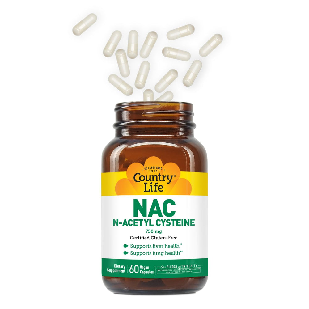 Country Life NAC ingredient panel communicates purity and ethical sourcing