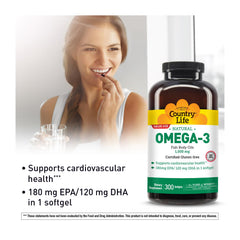 Country Life Omega-3 label highlights EPA and DHA content