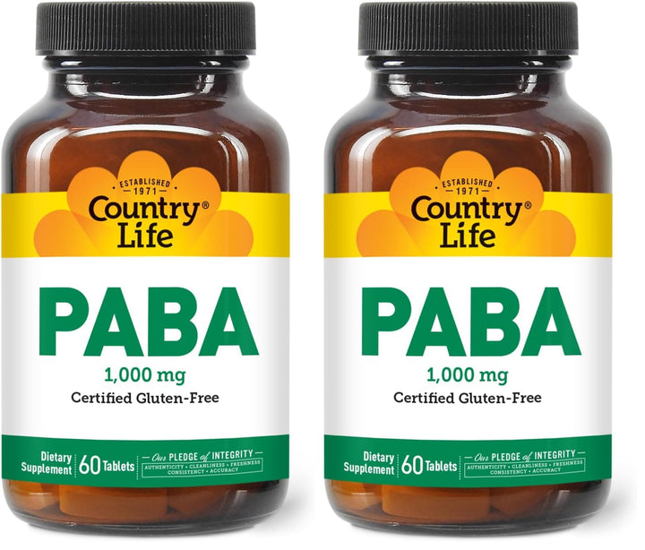 Country Life PABA 1000mg bottle front view for daily wellness routine