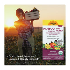 Country Life Realfood Organics Women's Multivitamin label showing organic vegan gluten-free certifications