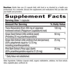 Country Life Resveratrol Plus label close-up emphasizes organic ingredients