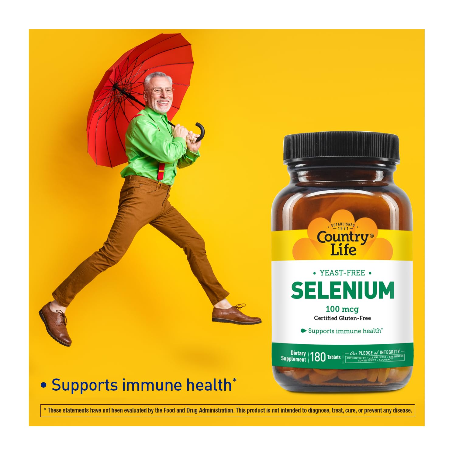 Country Life Selenium pills inside bottle ready for daily routine.