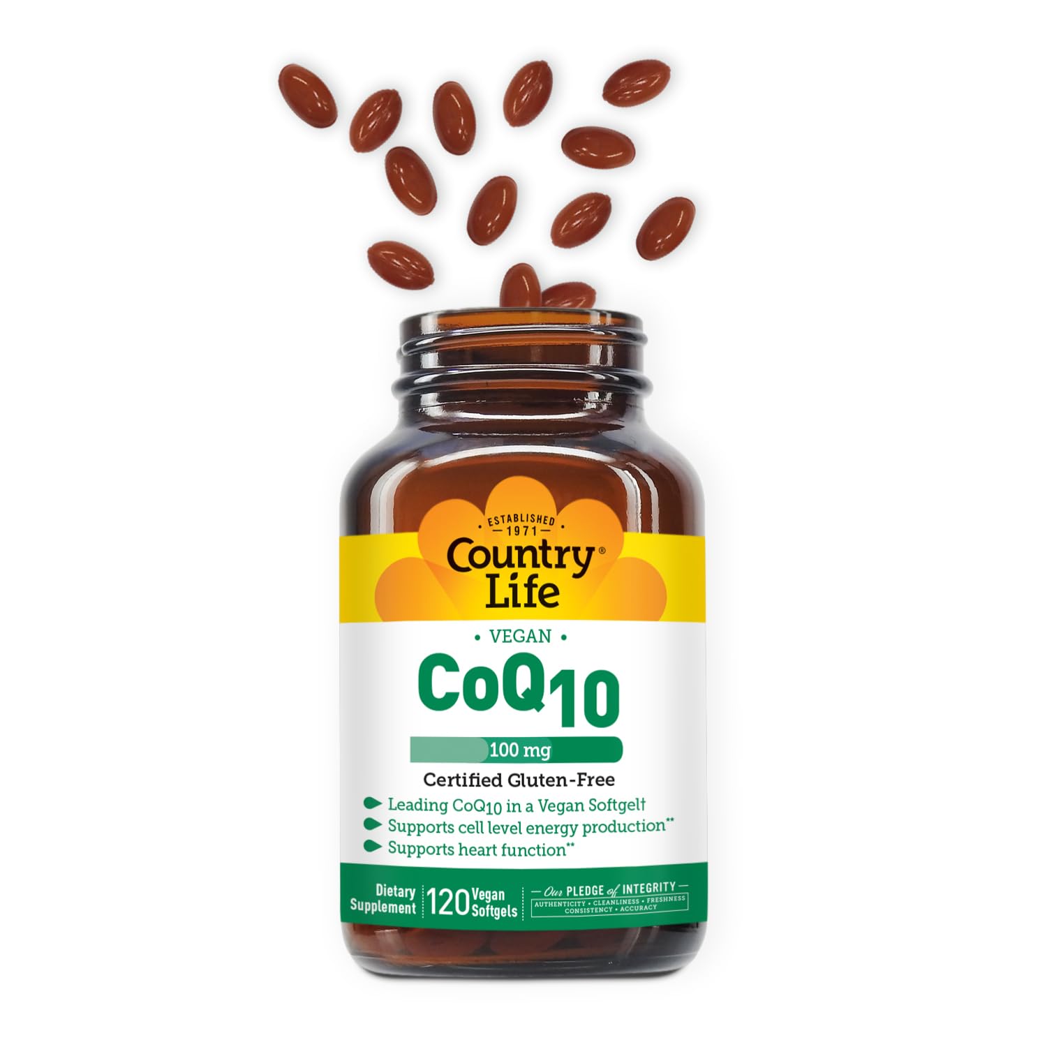 Country Life Simply CoQ10 packaging on shelf suggesting everyday use.