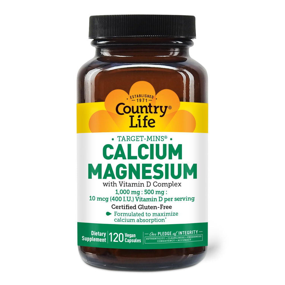 Country Life Target-Mins bottle front showing calcium magnesium vitamin D blend for bone health