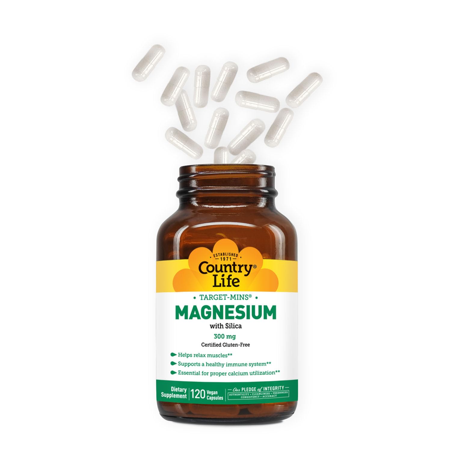Country Life Target-Mins Magnesium capsules pour captures serving size for daily use.