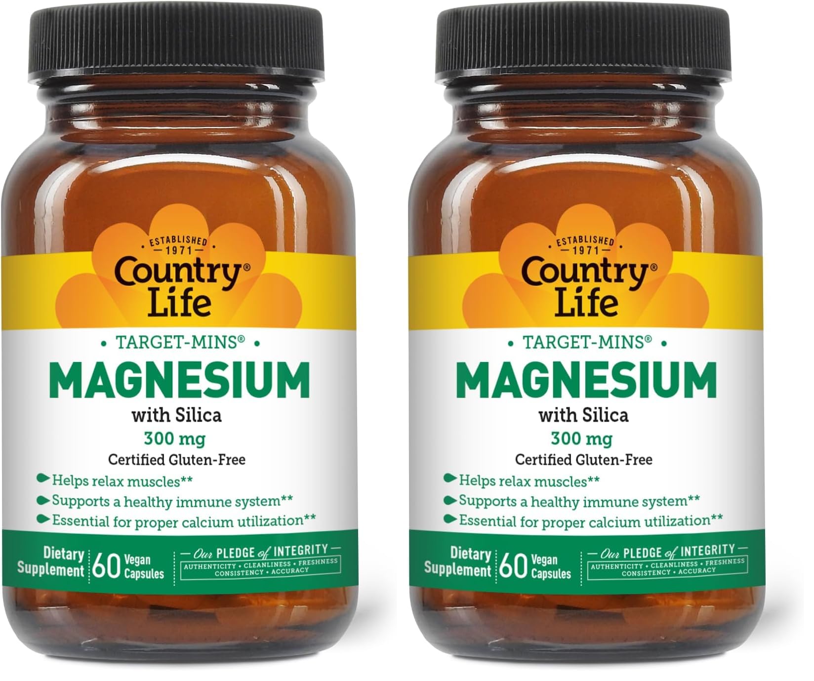 Country Life Target-Mins Magnesium with Silica bottle front supports energy metabolism