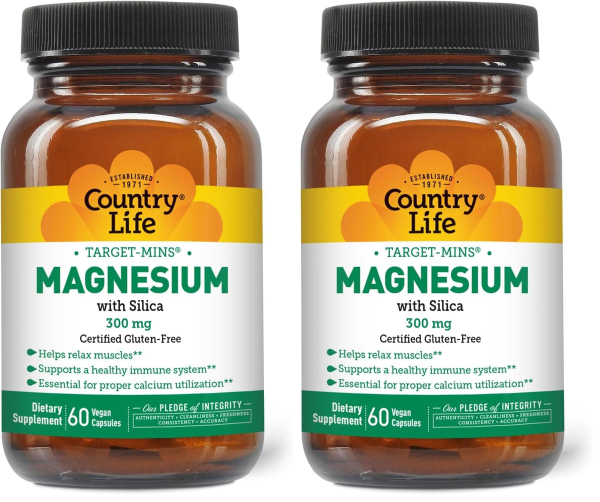 Country Life Target-Mins Magnesium with Silica bottle front supports energy metabolism