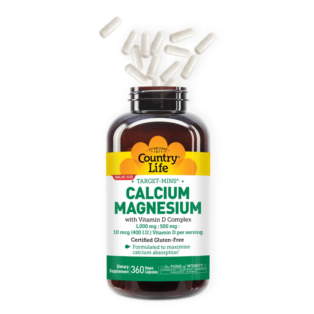 Country Life Target-Mins vegan and gluten-free certification label; clean ingredients assurance.