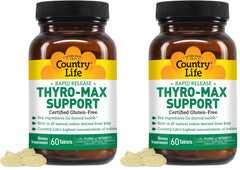 Country Life Thyro-Max Support bottle front; kelp iodine blend for balanced metabolism.
