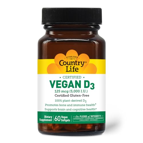 Country Life D3 bottle with Non-GMO stamp, transparent sourcing.