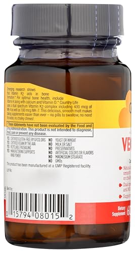 Country Life Vitamin K2 60 chewables pack ideal for strawberry-flavored daily routine