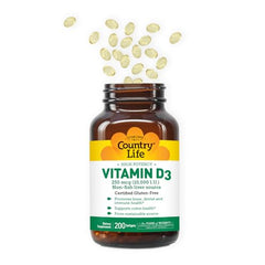 Country Life Vitamin D3 label shows non-fish source and gluten-free quality