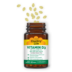Country Life Vitamin D3 5000 IU bottle side view showing two-pack