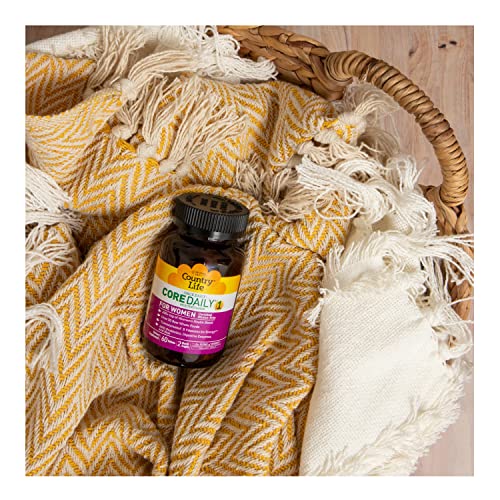 Country Life Women's Core 1 packaging label emphasizes vegetarian formula and quality standards.