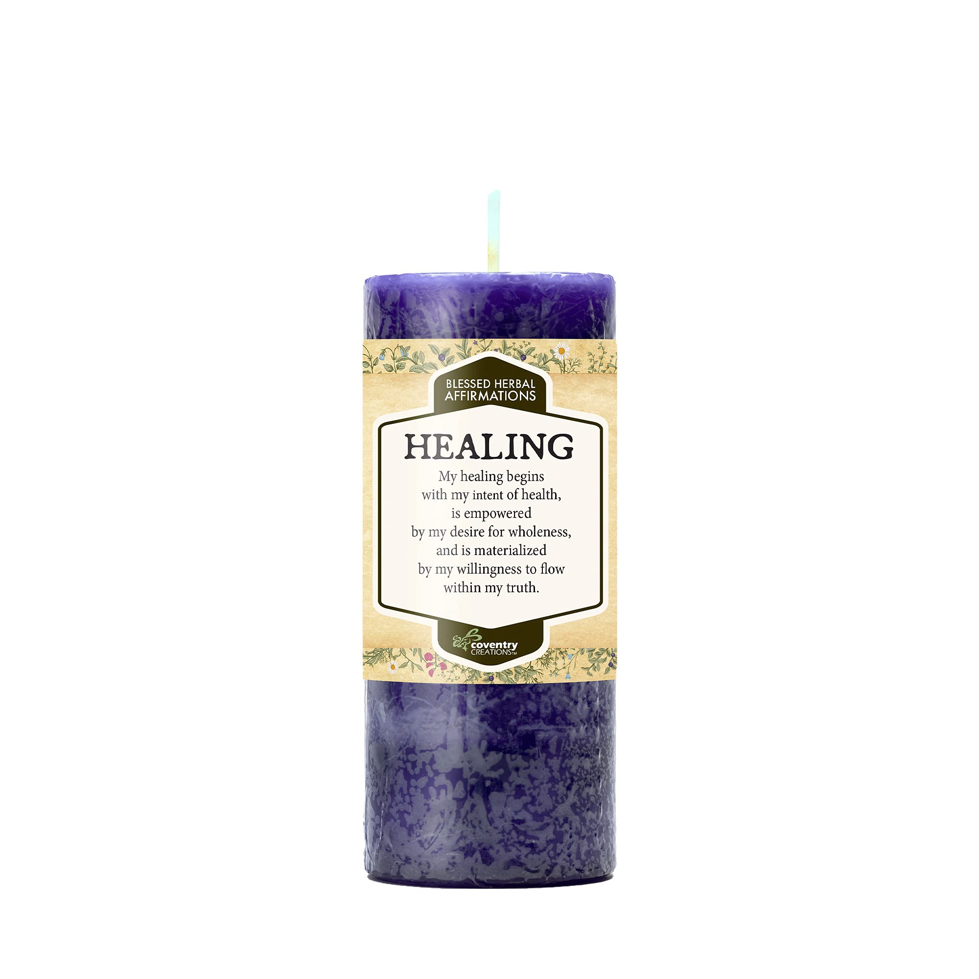 Coventry Creations Affirmations Healing Candle front view supports mindful rituals.