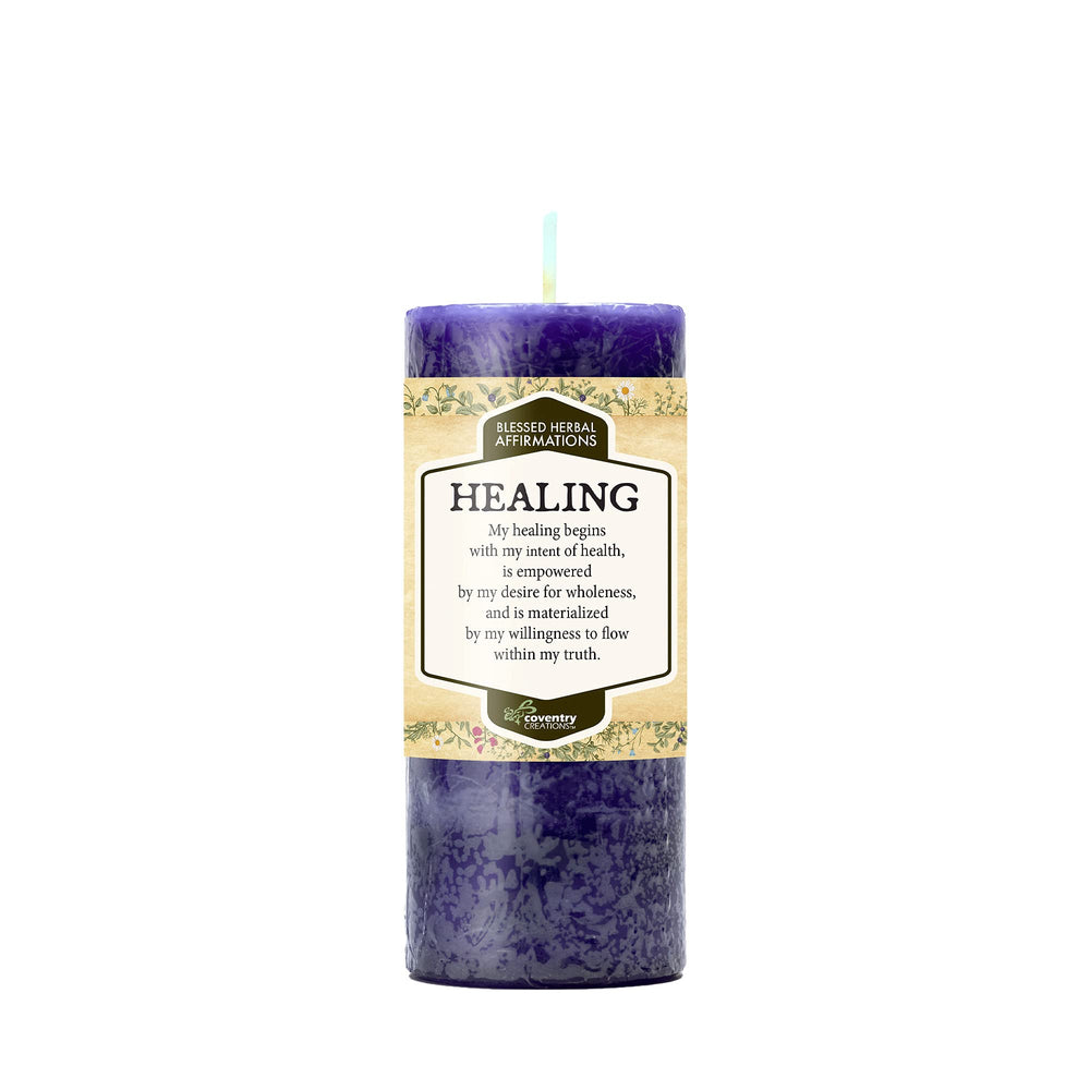 Coventry Creations Affirmations Healing Candle front view supports mindful rituals.