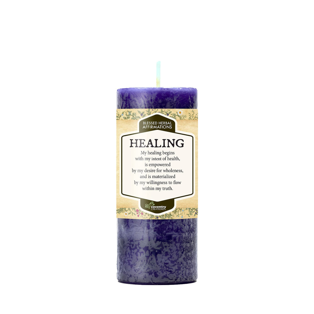 Coventry Creations Affirmations Healing Candle front view supports mindful rituals.