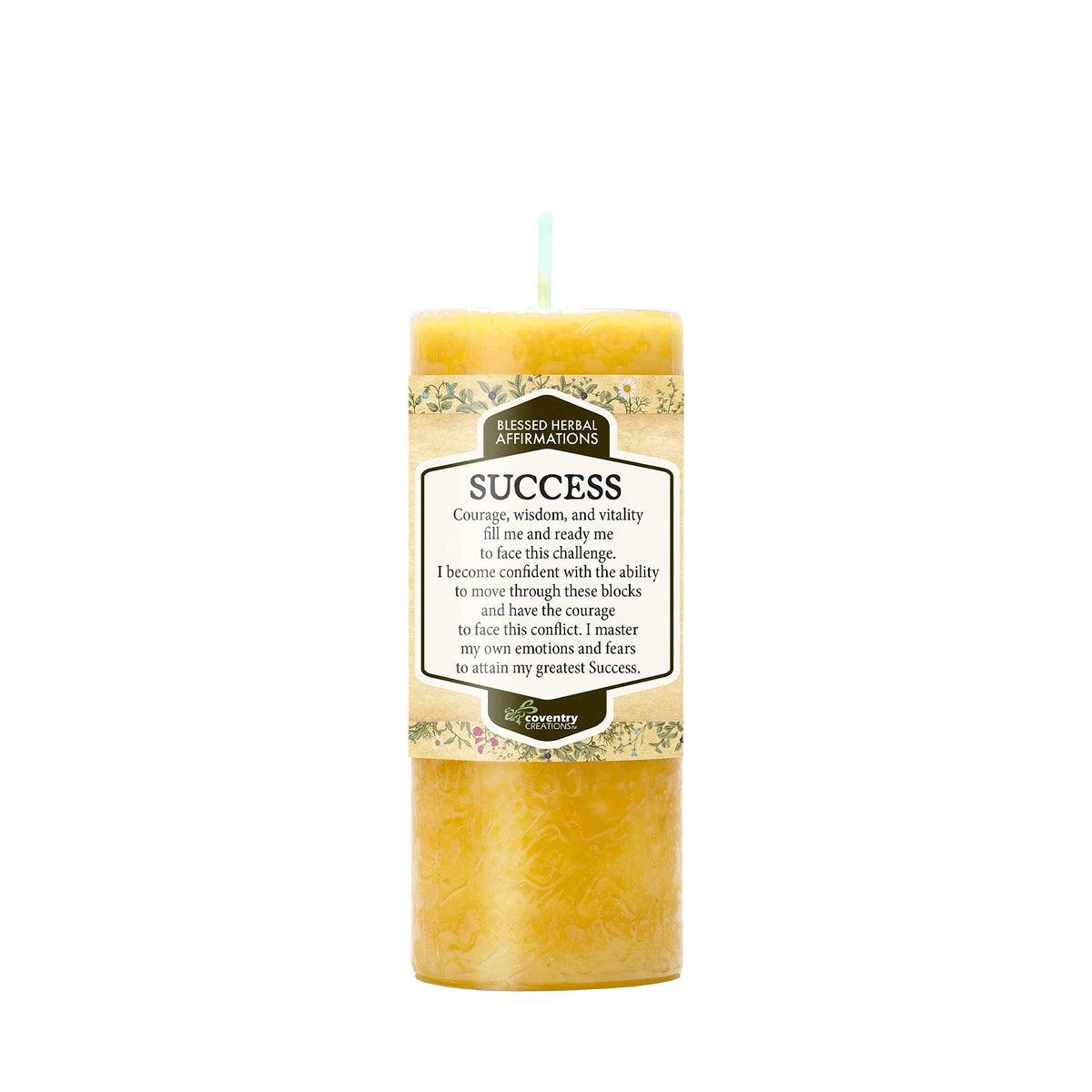 Coventry Creations Affirmations Success Candle jar glows, enhances focus and motivation