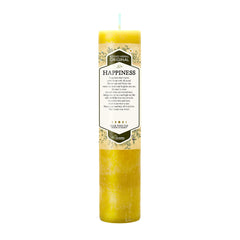 Coventry Creations Blessed Herbal Happiness Candle label close-up supports mindful rituals.