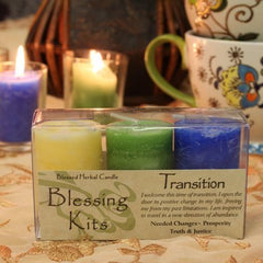 Coventry Creations Blessing Kit Transition candle lit to invite positive transitions.