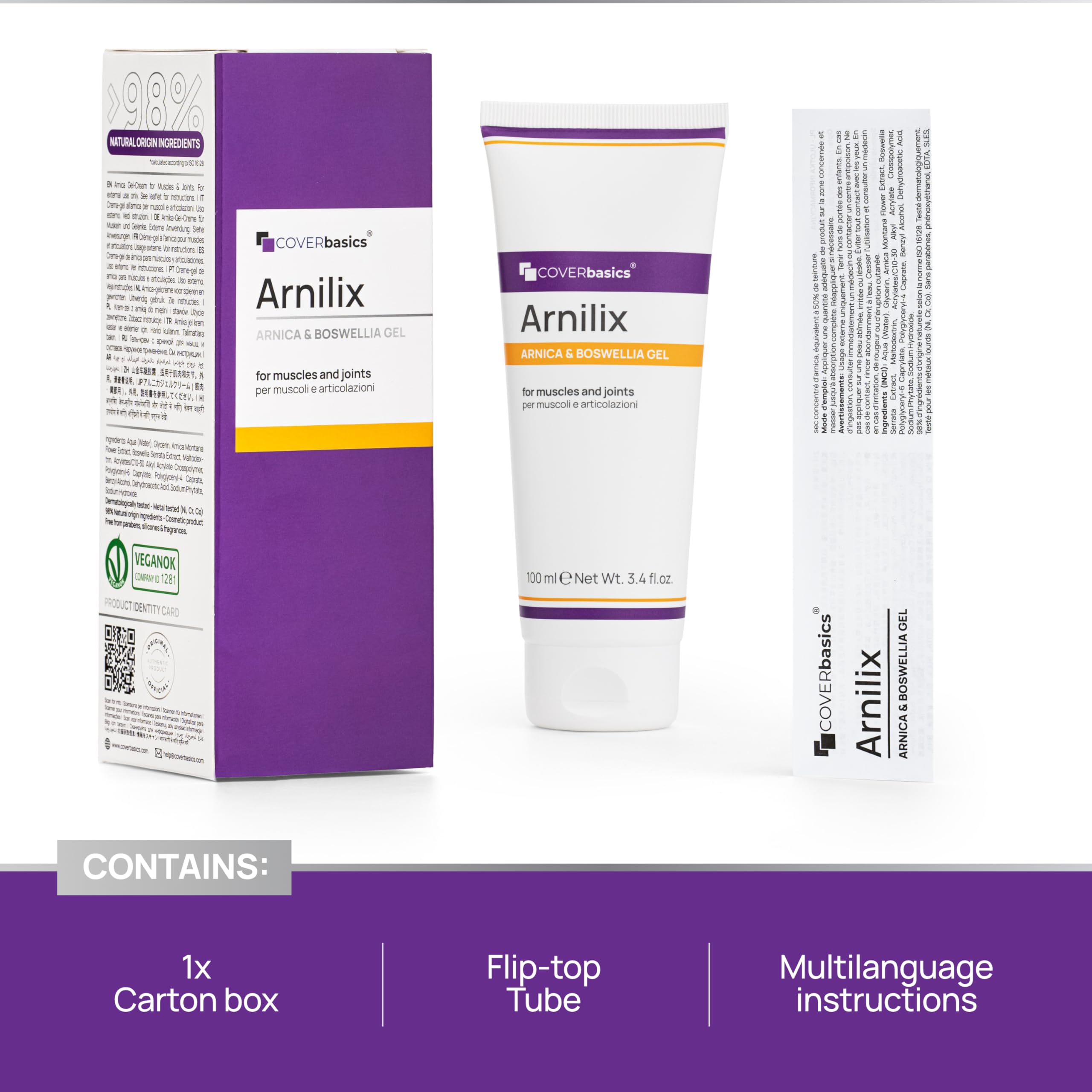 COVERbasics Arnilix 100ml packaging for easy daily use