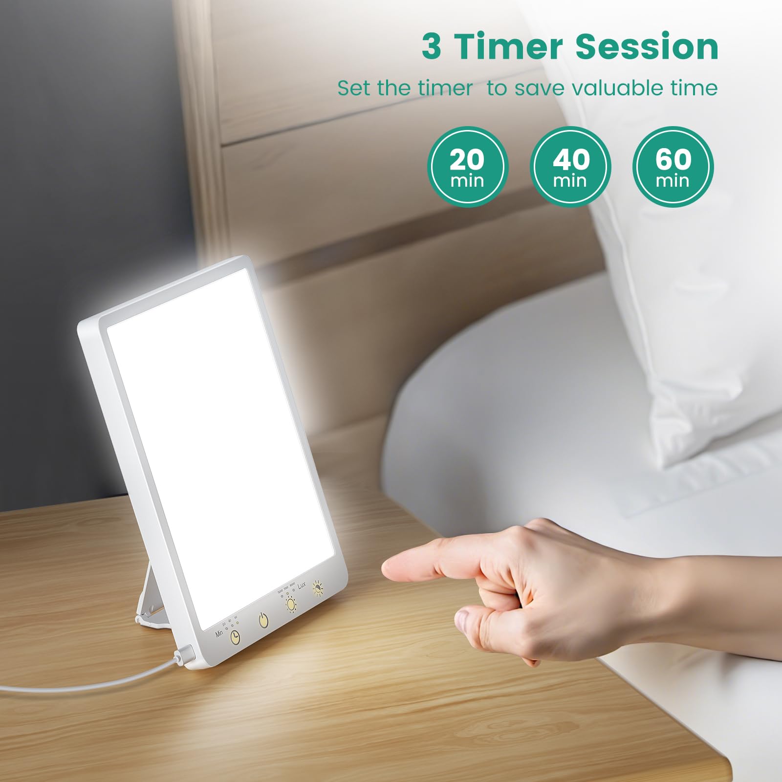 Covozon lamp weighs about 1 lb for portable setup.