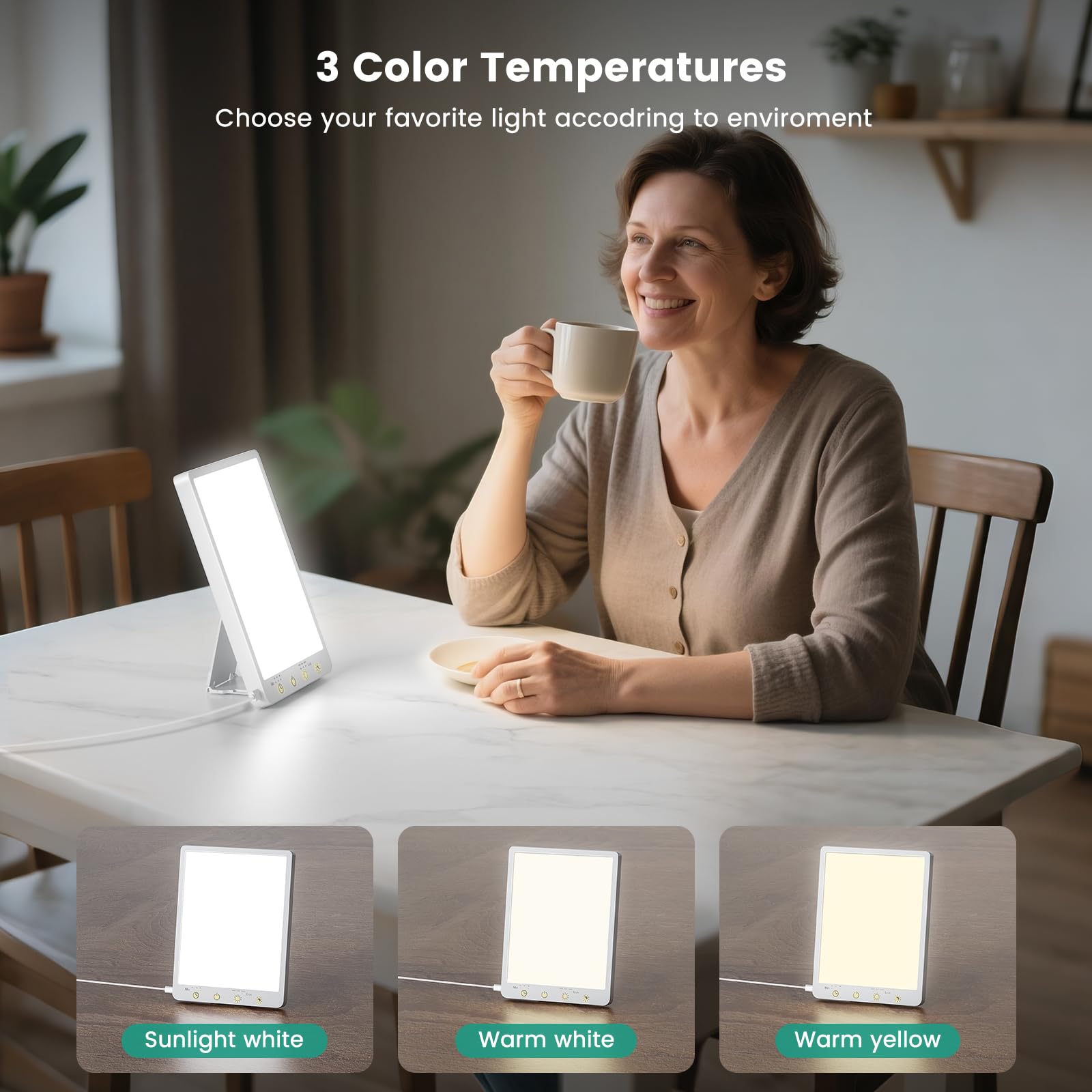 Covozon lamp Relax mode at 5,000 lux for cozy evenings.