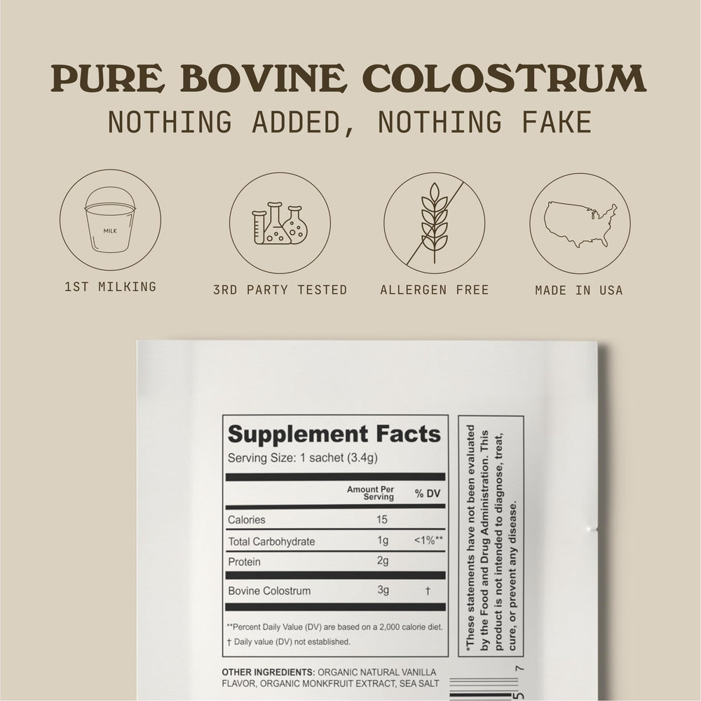 Cowboy Colostrum powder added to coffee for a creamy, convenient boost.