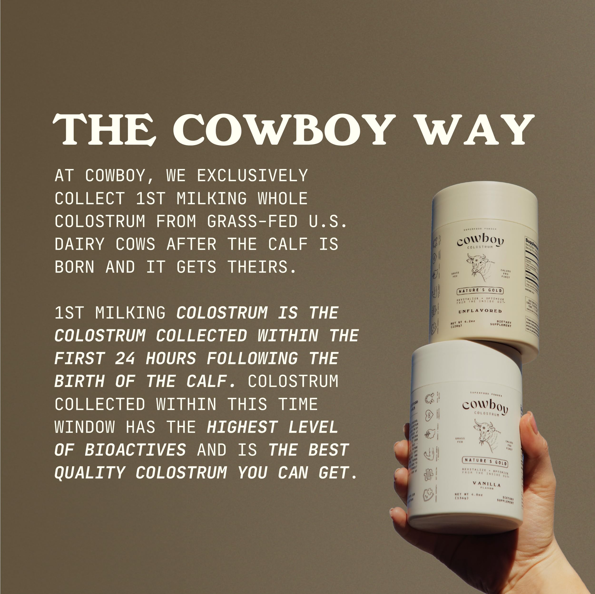 Cowboy Colostrum Powder blended into smoothies for gut-friendly nourishment