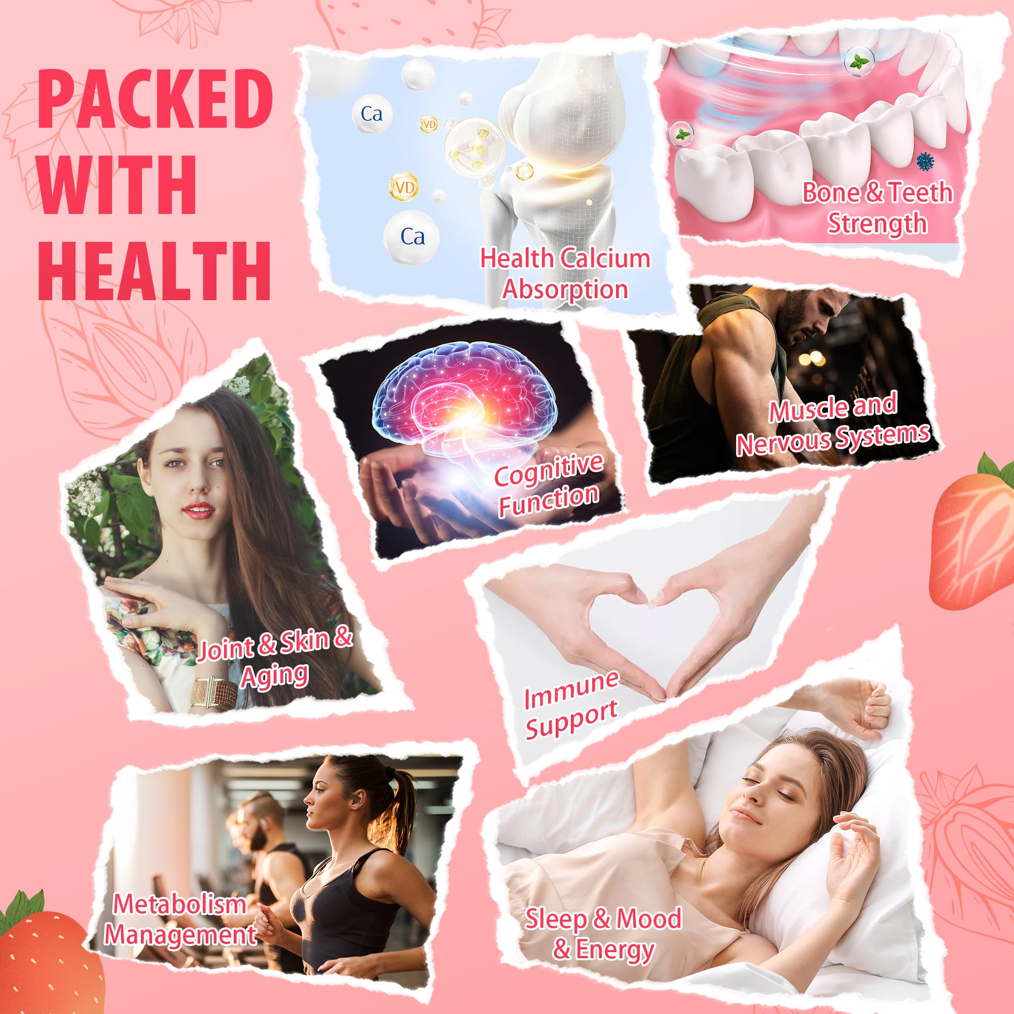 Cowcom sugar-free vegan strawberry gummies on a clean surface