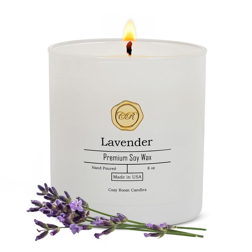 Cozy Room Candles Lavender 8oz Jar for a calm, inviting home ambiance.