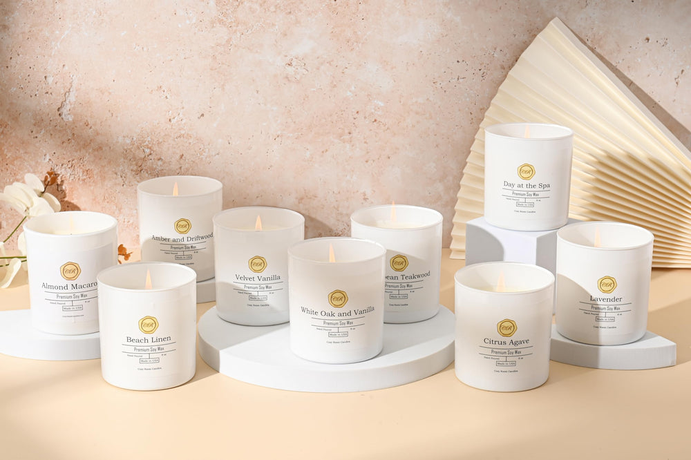 Cozy Room Candles Non-Toxic Label highlights paraffin-free, safer indoor air.