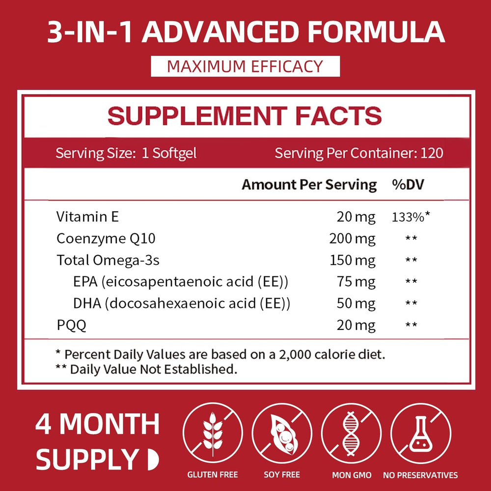 Cozynol CoQ10 softgels pouring to show oil-based formulation