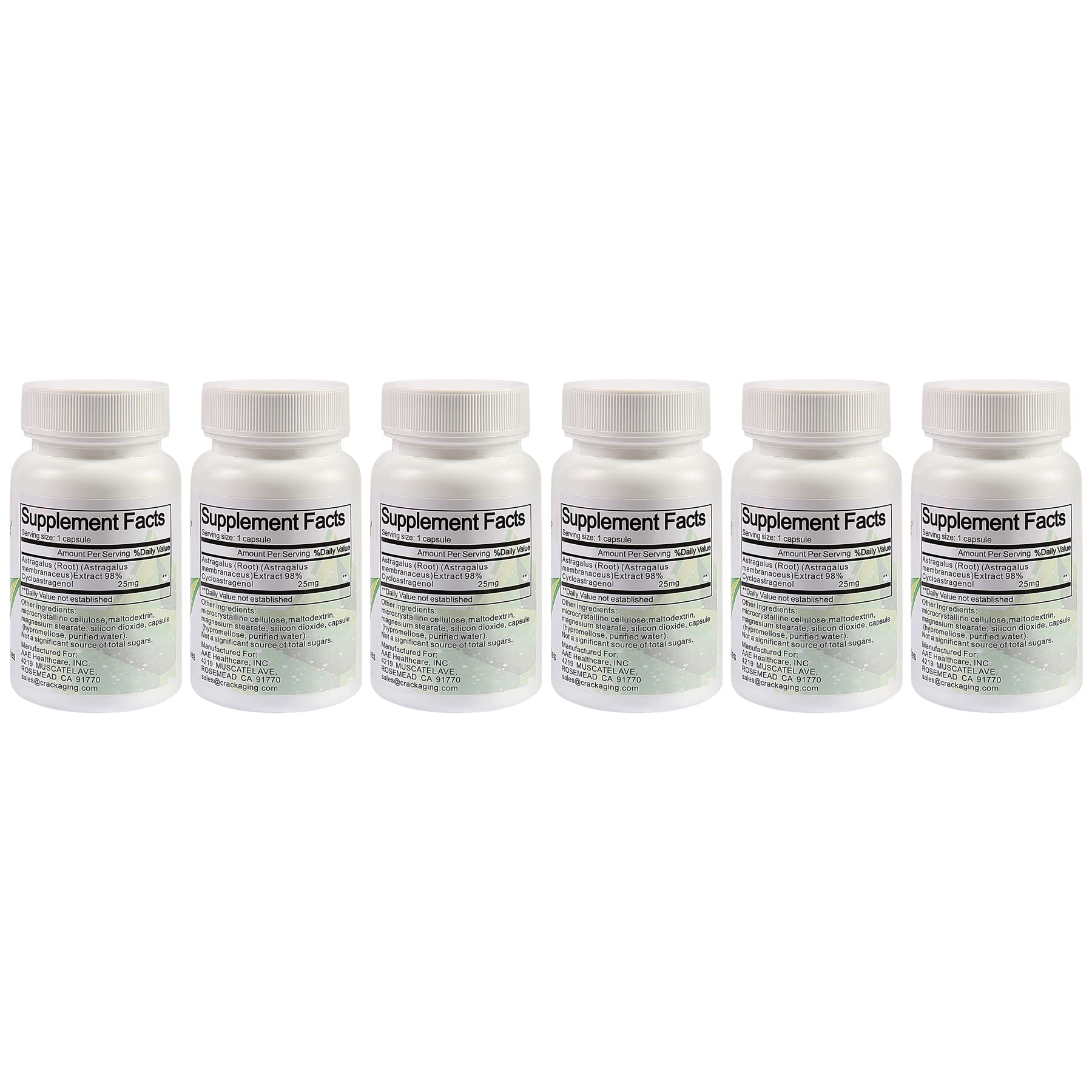 Crackaging Cycloastragenol bottle back displaying dosage and ingredients