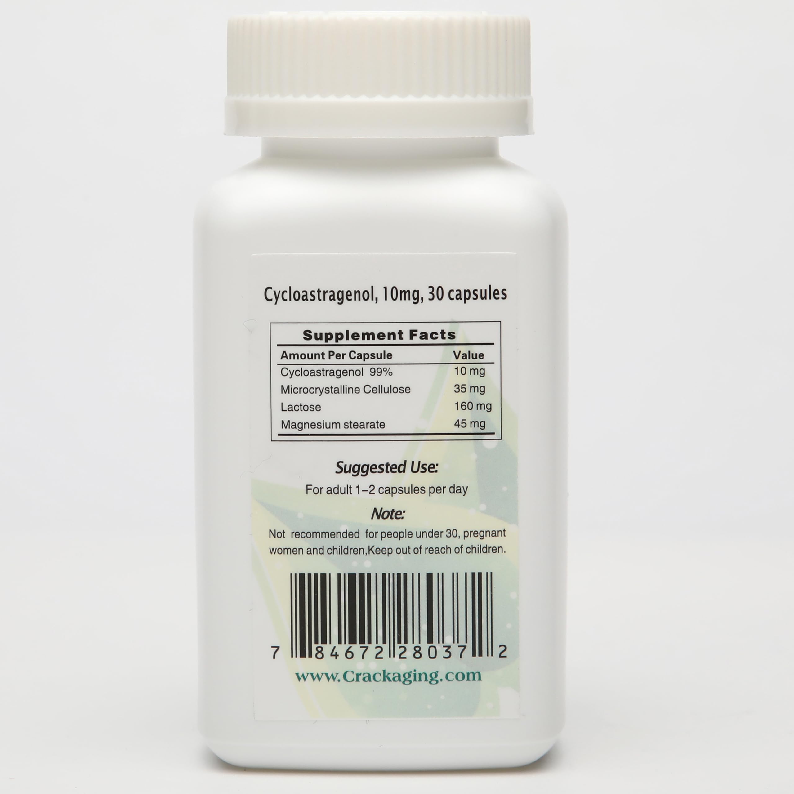 Crackaging dosage guide card shows daily capsule usage for ease