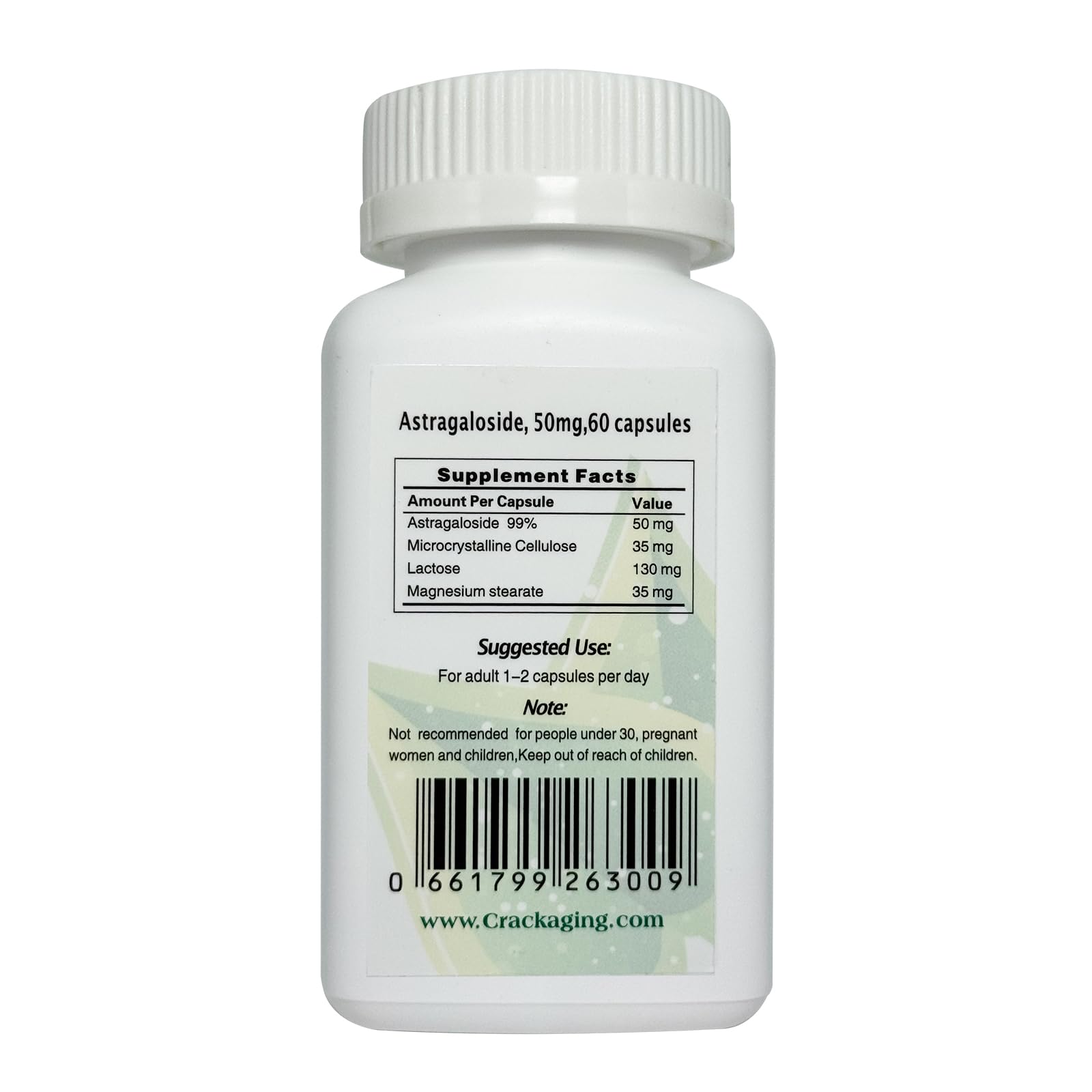 Crackaging 99.7% purity seal highlights premium Cycloastragenol quality.