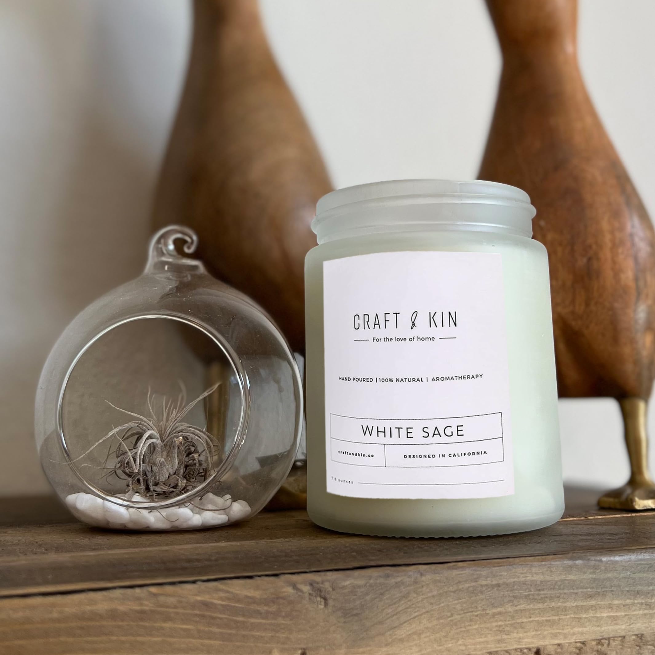 Craft & Kin 100% soy wax candle with essential oils for pure fragrance.