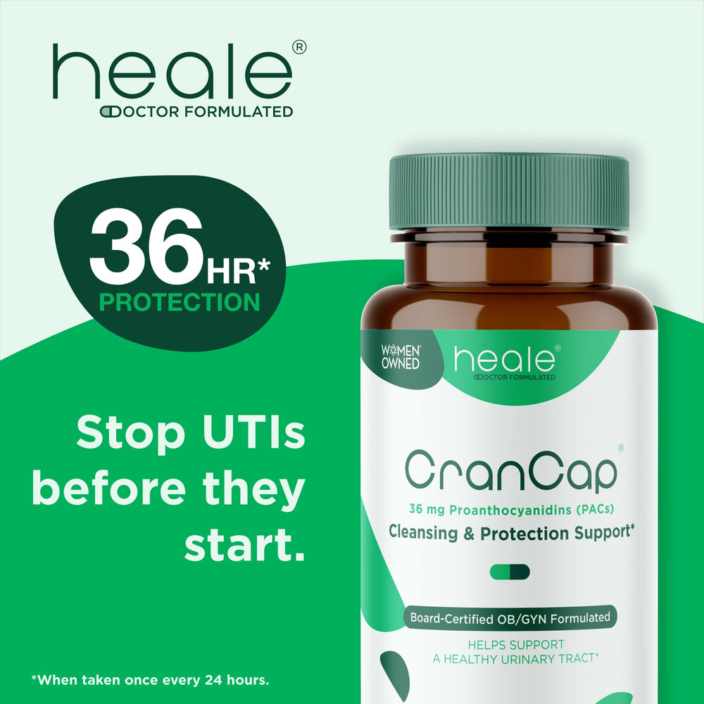 CranCap capsules ready for daily intake with a glass of water.
